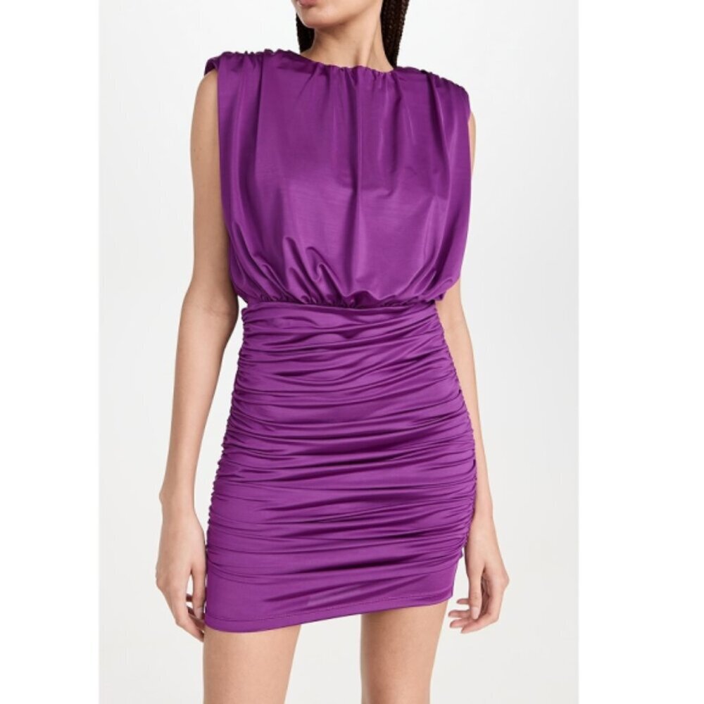 Veronica Beard 'Bora' Ruched Jersey Sleeveless Mini-Dress, Dark Violet
